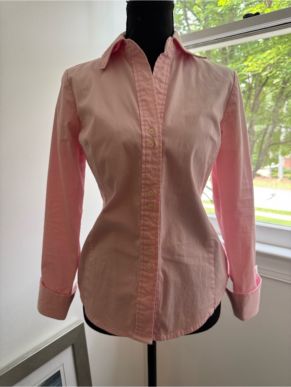 Madison Studio Pink Button-Front Long Sleeve Blouse